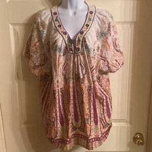 New Directions Multicolor Paisley Blouse